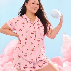 BuffBunny Sweet Cherry Lounge Shorts & Top in Pink size Large super soft